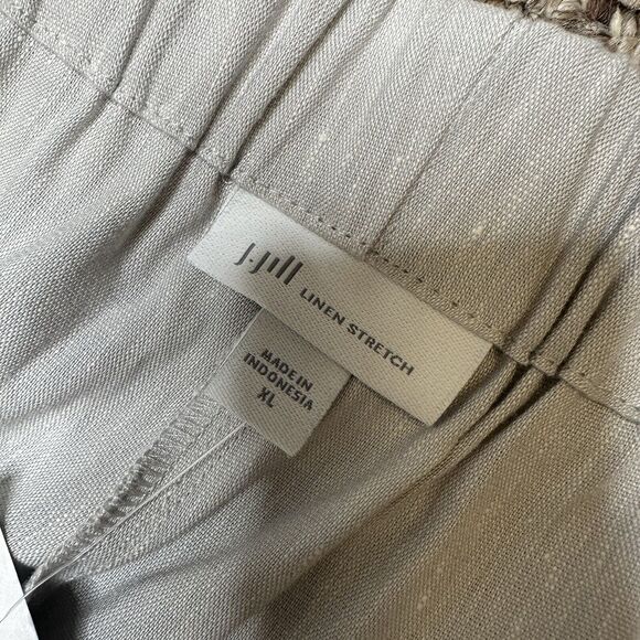 J Jill Pants Womens Sz XL Linen Stretch Capri Crop Buttons Side Zip Light Gray - Picture 7 of 16